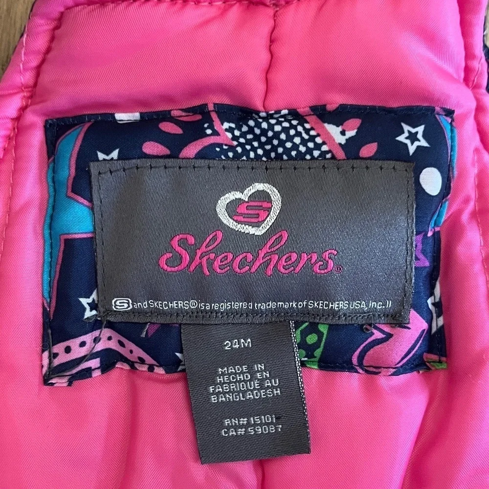 Skechers Size 2T Stars & Hearts Printed Snow Bib Overalls